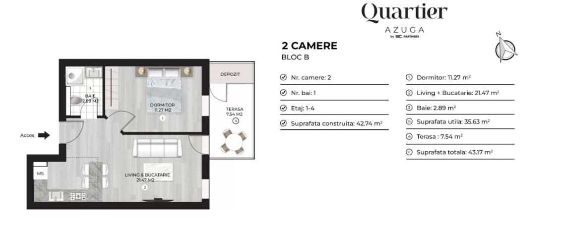 Apartament 2 camere Quartier Azuga