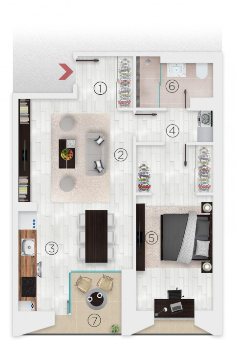 Apartament 2 camere 102 the Address