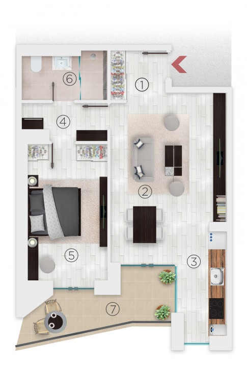 Apartament 2 camere 102 the Address