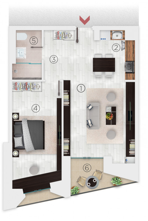 Apartament 2 camere 102 the Address