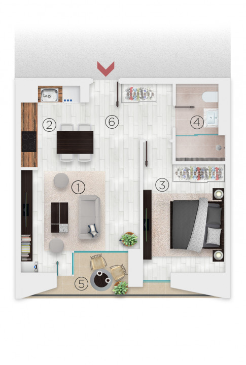 Apartament 2 camere 102 the Address