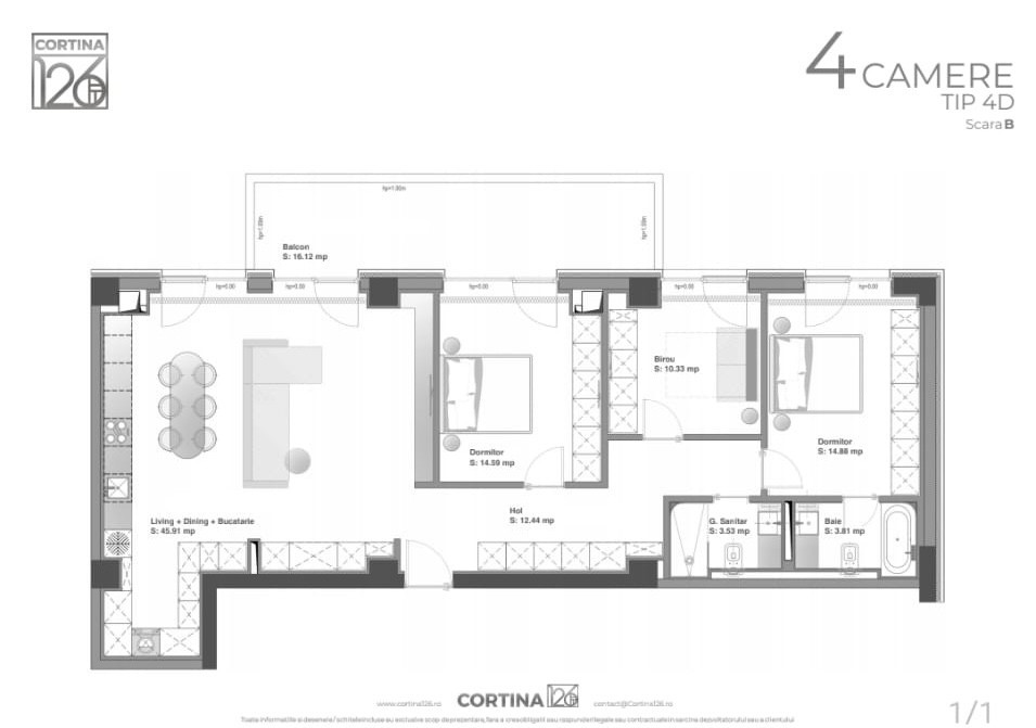 Apartament 4 camere Cortina 126